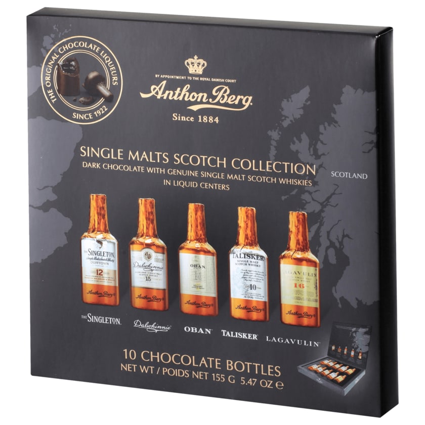 Anthon Berg Single Malts Scotch Collection 10 Chocolate Bottles 155g
